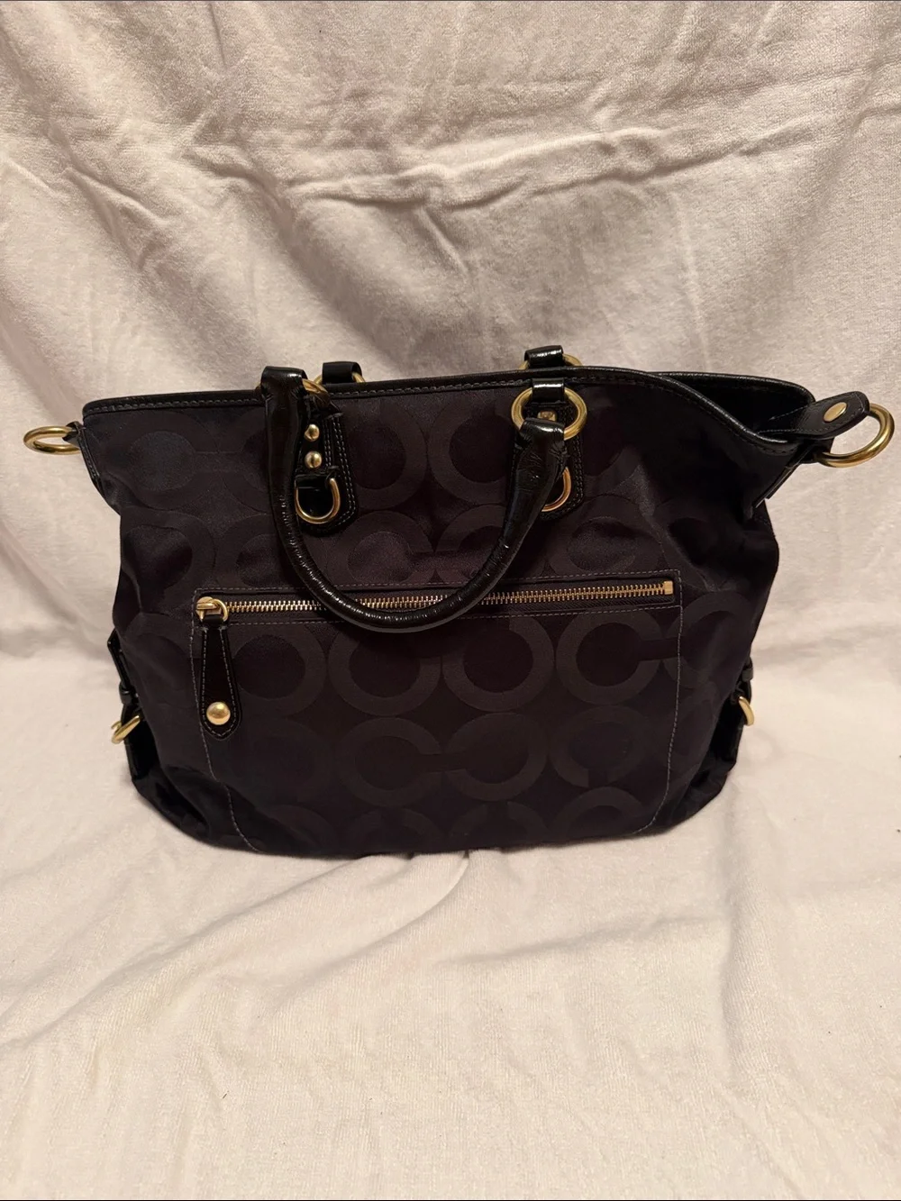 Coach Black Signature Tote with Gold Hardware